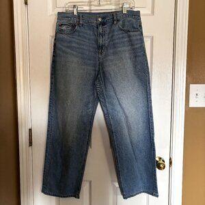 American Eagle AE Ex-Boyfriend High Rise Jeans Sz 10 Short Light Wash Strigid De